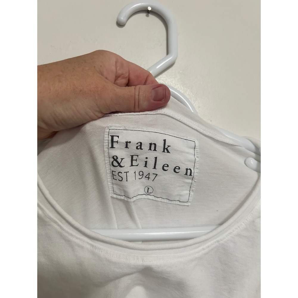 Frank & Eileen White Long Sleeve Raw Hem Cotton Tee Shirt Womens Large L - Picture 4 of 4